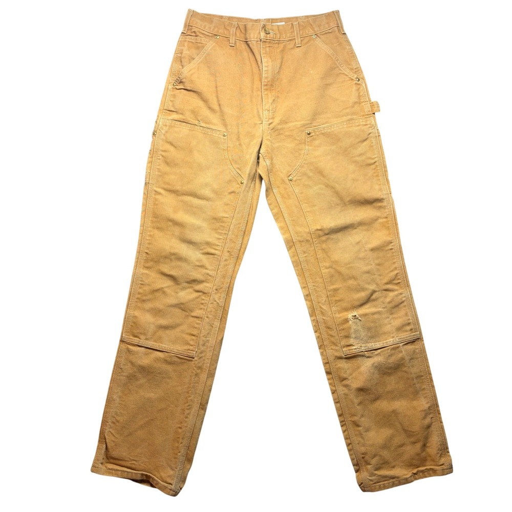 Vintage Carhartt B01 Work‎ Pants Mens 32x34 Brown Loose Double Knee Made In USA